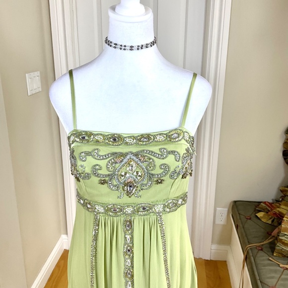 Sue Wong Flapper Dress Silk Vintage Beaded Green (6) - Picture 2 of 8